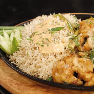 Chicken Tikka Sizzler (Chicken with Dry Potato & Flavour rice