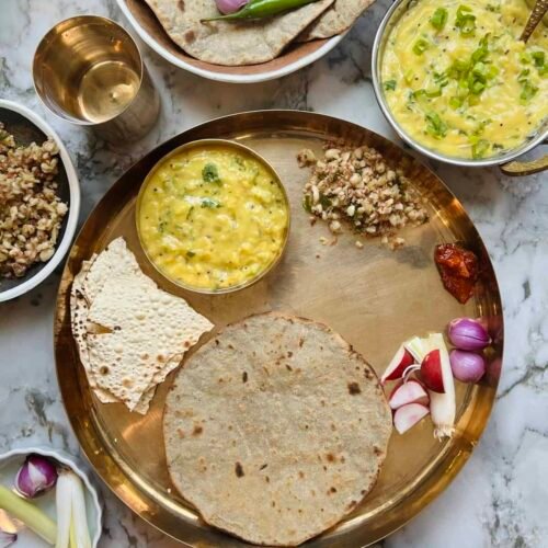 Pithala Bhakri Combo (Pithla, 2 Pc Bhakri, Thecha ,Pickle, Onion)